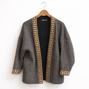 Mango Black and Tan Geometric Jacket